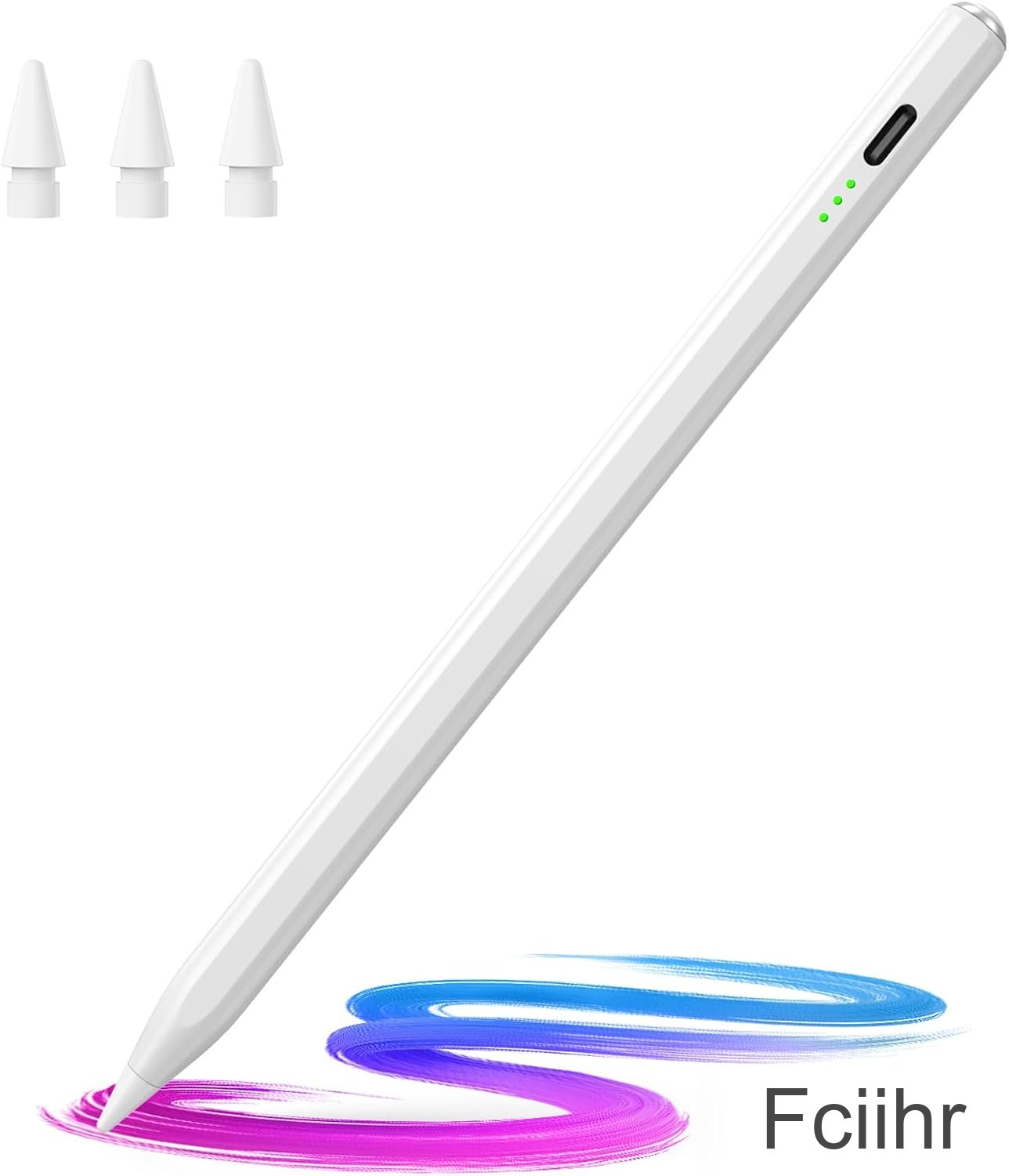 Fciihr Stylus Pen for iPad(2018-2026)-13 Mins Fast Charge with Tilt Sensitivity & Palm Rejection for iPad 11/10/9/8/7/6th Gen, Air 5/4/3/M4/M3/M2, Pro 13"/12.9"/11"/M4, Mini 7/6/5th, White
